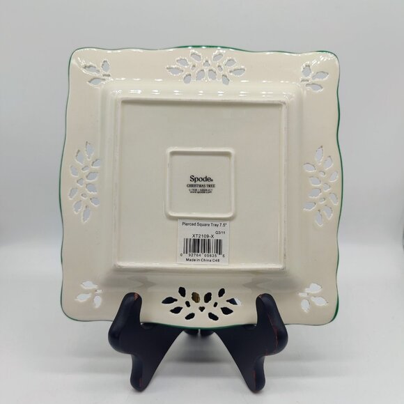 Spode Christmas Tree Pierced Square Serving Tray Holiday Cut Out Dish 7"  NEW - Picture 2 of 4